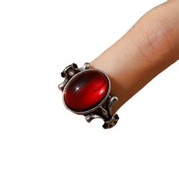Retro Living Ring Women's Red Pomegranate Gemstone Open Ring Fashion Jewelry