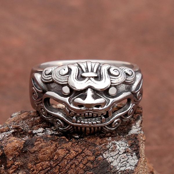 Retro afecto feng shui anillo para mujeres hombres punk biker 14k oro animal pixiu anillo buena suerte accesorios de joyería