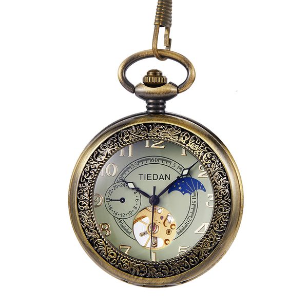Retro luxueux mécanique de poche montre les hommes arabes numériques cadran les femmes chaîne pendante main-à-t-elle steampunk exquise horloge cadeau 240327