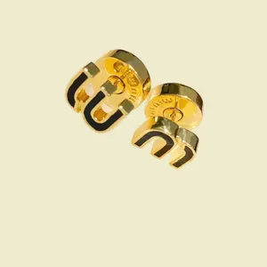 Retro luxe oorbel vrouw ontwerper stud ronde cirkel oorbellen voor heren vergulde 18k gouden mode-ornament oorbellen sieraden populaire zl196 H4