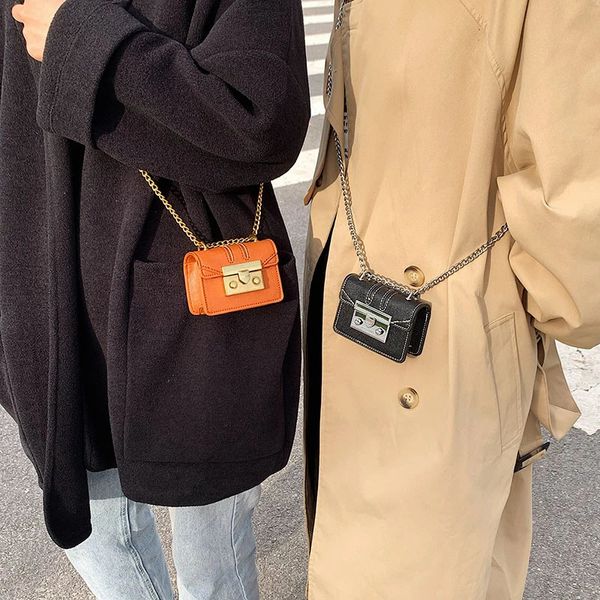Rétro luxe Mini rouge à lèvres sac femmes épaule chaîne bandoulière concepteur serrure PU cuir sac à main et sac à main femme pochette 240226