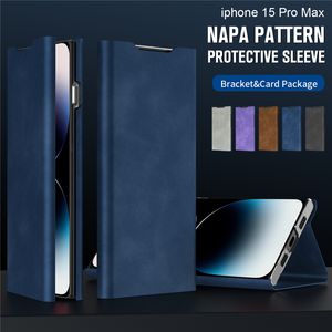 Retro magnetische flip napa lederen Vogue telefoonhoes voor iPhone 15 14 13 Pro Max Samsung S23 Ultra S22 Plus S21 Duurzaam kaartsleuf portemonnee koppelingsbeugel beschermende schaal