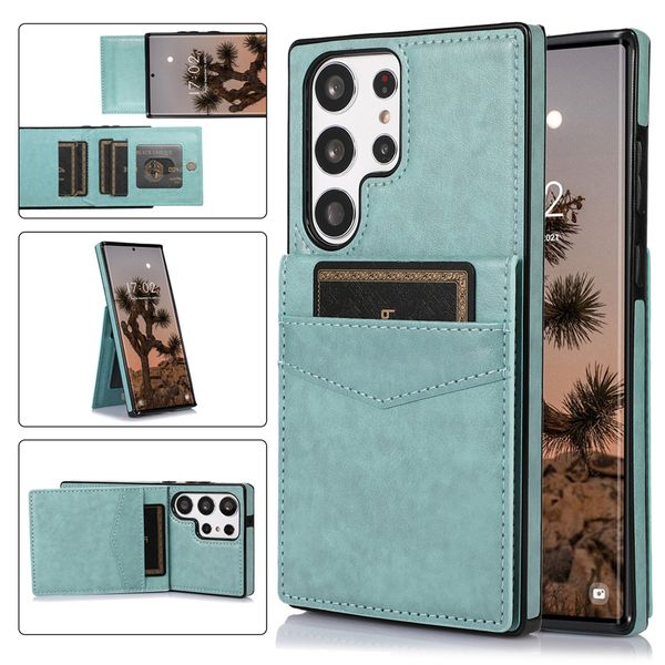 Funda de teléfono con tapa magnética retro para iPhone 15 14 13 12 Pro Max Samsung Galaxy S23 S22 Ultra A14 5G A54 A13 A33 A53 A73 A82 Múltiples ranuras para tarjetas Cartera de cuero vertical