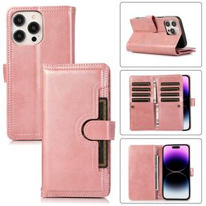 Retro magnetische flip Vogue telefoonhoes voor iPhone 15 Plus 14 13 12 11 Pro Max Samsung Galaxy S23 S24 Note20 Ultra Lanyard Meerdere kaartsleuven Lederen portemonnee Beugel Shell