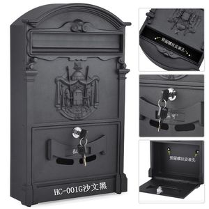 Retro Mailbox Villas Post Box European Lockable Outdoor Wall Periódico Cajas Secure Letterbox Jardín Decoración del hogar KT716959 T200117