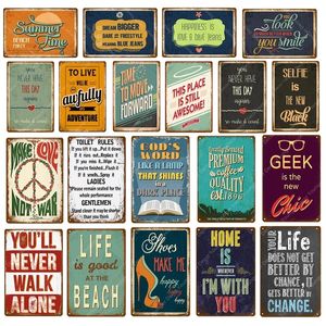 retro hazme feliz pintura de arte Carteles de metal Vintage Hojalata Pegatinas de pared Para Bar Club Room Decor Poesía romántica Cartel de hojalata personalizado tamaño 30x20cm w02