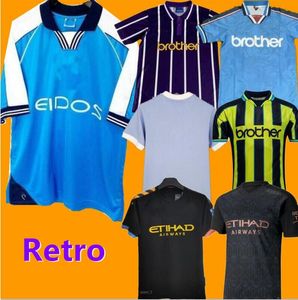 Retro Man City Soccer Jerseys 72 97 98 99 00 11 12 1998 01 02 03 2012 2012 Haaland Eidos 20 21 22 Gallagher Weah Tevez Kun Aguero Toure Vintage de Jong Shirts Classic Kit