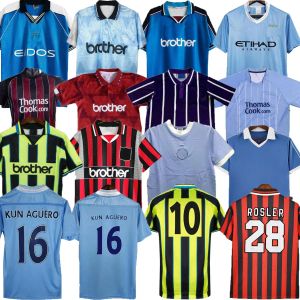 Rétro Mans villes maillots de football 72 97 98 99 00 11 12 1998 1999 2000 2011 2012 Haaland Gallagher WEAH Tevez Kun Aguero Dzeko Kompany chemises vintage classiques