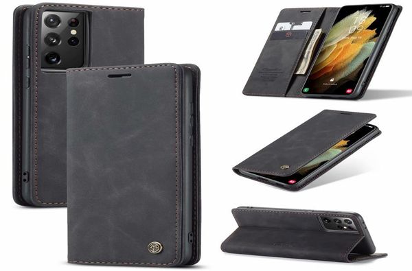 Retro Matte PU Leather Stand Flip Portefeuille pour Samsung Galaxy S21 Ultra S20 Note20 Note 10 S10 Plus S9 A71 A502686812