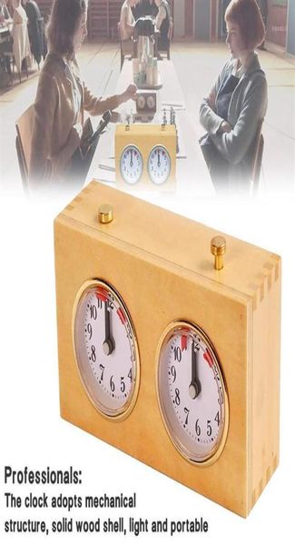 Horloge de jeu d'échecs mécanique rétro, coque en bois rétro, alarme, bruit sans tic-tac, avec lumière Snooze Led1254U1434817