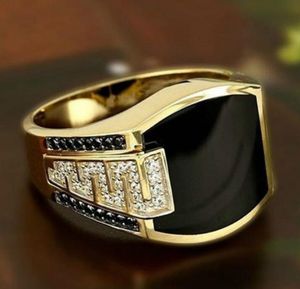 Anillo Retro para hombre, anillos de circón negro para mujer, Punk, Hip Hop, moda, joyería de plata y oro, regalo