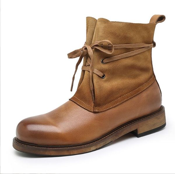 Rétro hommes bottes marque de luxe hommes bottines qualité en cuir hommes chaussures habillées à lacets Oxford chaussures de mariage formelles pour garçons chaussures de fête 38-44