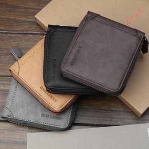 Cartera Retro de cuero para hombre, monedero de bolsillo Vintage para hombre, tarjetero corto multicrédito, monedero de estilo clásico