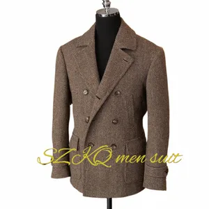 Blazer retro para hombre, chaqueta Herringbe, chaqueta Formal de doble botonadura, traje de hombre Fiable XS-5XL i581#