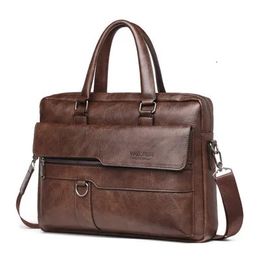 Retro masculino maleta bolsas de couro casual sacos para portátil masculino viagem negócios mensageiro homem crossbody bolsa ombro bolso 240104