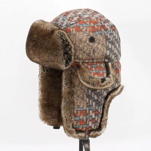 Retro Men Femmes hivernales Chaudeuse moelleuse Module d'oreille féminine Russe Ushanka Hat Hat Hat Trooper Snow Ski Caps 231221