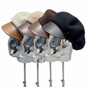 Retro hombres mujeres octogonal moda sombrero periódico niño lana gorras mujer clásica boinas Hermers