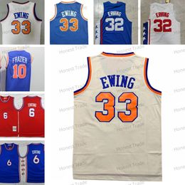 Retro para hombre 32 Patrick 33 Ewing camiseta de baloncesto blanco Walt Frazier 6 Julius Erving rojo cosido hombres camisetas deportivas uniformes buena calidad ropa al aire libre en stock