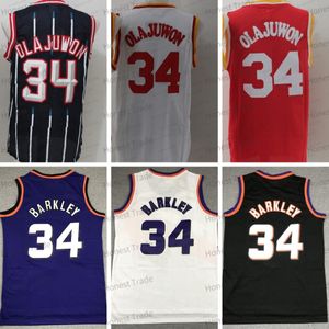 Retro Mens Charles Barkley Baloncesto Jersey Blanco Hakeem Olajuwon Rojo Cosido Hombres Jerseys Uniformes Good Qualityy Stitch Outdoor Apparel