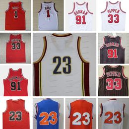 Retro Mens Dennis Rodman Basketball Jersey White Rose Scottie Pippen 23 Red Stitched Men Jerseys Cav Uniformes Buena calidad