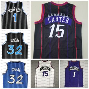 Retro Mens Tracy Mcgrady Baloncesto Jersey Shaq Vince Carter Neal Blanco Púrpura Cosido Hombres Jerseys Uniformes Buena Calidad