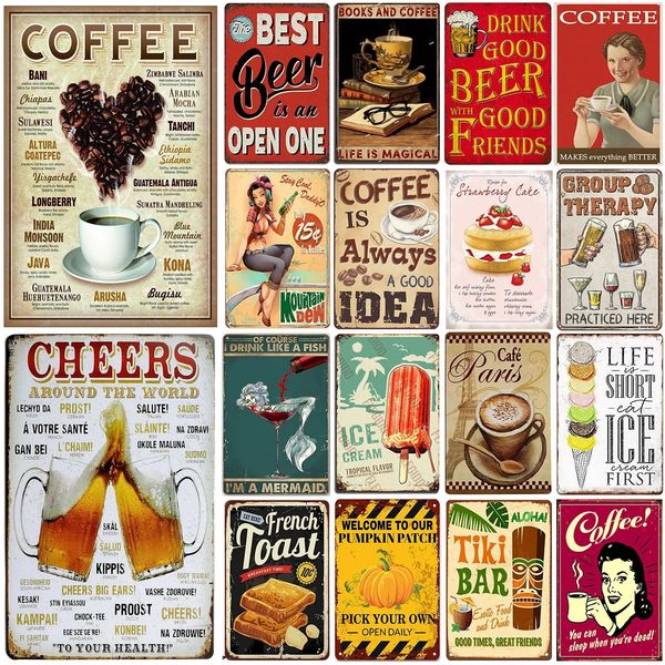 Retro Metal Beer Tin Signal Metal Painting Wall Art Decorations Vintage Cafe Wall Plaque Retro Club Pub Bar salon salon Poster Decor Man Cave Art Pictures