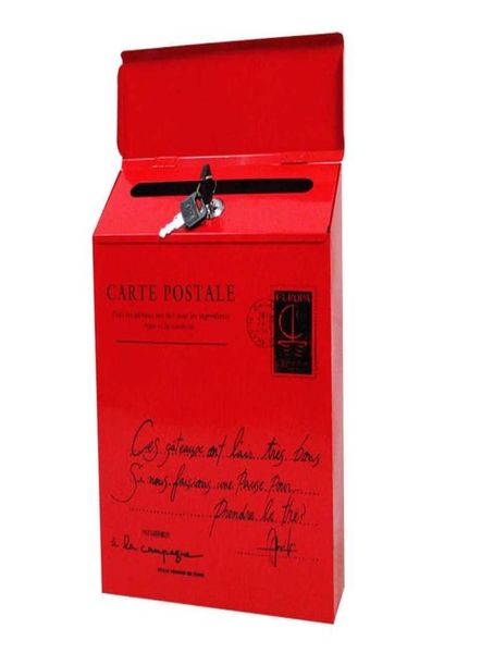 Retro Metal Iron Lock Boîte à lettres étanche à la boîte aux lettres Wallmounted Boîte postale Boîte à la maison Balcon Decorpak55 T2005062958
