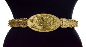 Ceinture tête de Lion en métal rétro, en acier, titane et cuir, décoratives pour femmes européennes et américaines à large bord, 1381146