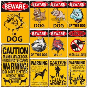 Affiche en métal rétro, attention au chien, signes en étain Vintage, méfiez-vous du chien, plaque d'avertissement, décoration murale de jardin et de maison, 20cm x 30cm Woo