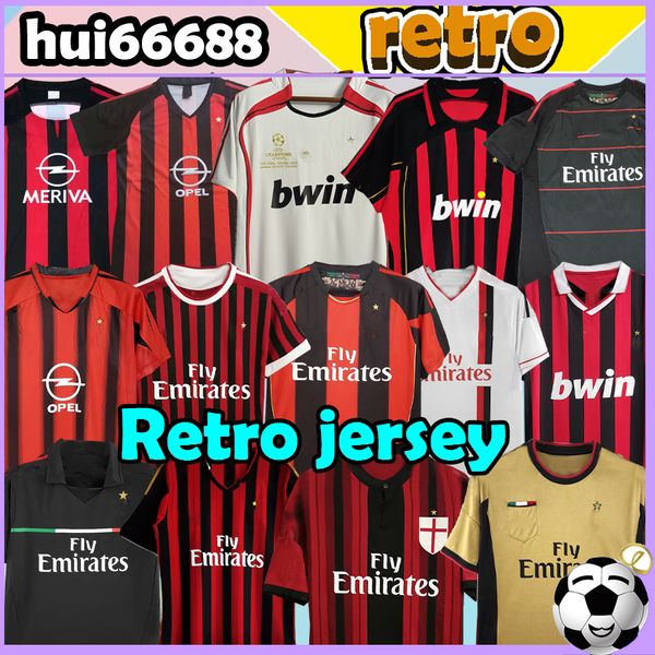 Rétro Milan Soccer Jersey 2002 03 04 05 06 07 09 2010 11 12 13 14 15 Haller Pirlo Shevchenko Baggio Cruyff Marley Berghuis AC Uniforme pour hommes