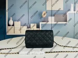Rétro miroir qualité Designers portefeuille sur chaîne sac rabat matelassé noir sac à main femmes en cuir véritable Caviar sac à main sac à bandoulière