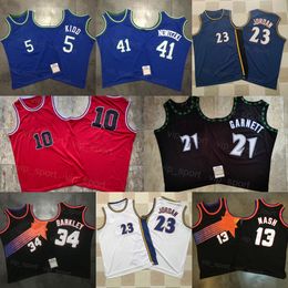 Maillot de basket-ball authentique rétro Steve Nash 13 Dirk Nowitzki 41 Charles Barkley 34 Kevin Garnett 21 Jason Kidd 5 Throwback Sport Vintage 1992 1997 1998 1994