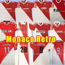 Retro Monaco Soccer Jerseys Tuybens Dalger Vintage JORGE Football Shirt 77 82 90 91 92 94 95 96 97 98 99 00 1977 1982 1990 1991 1999 AS BEN YEDDER JOVETIC GOLOVIN Flocage