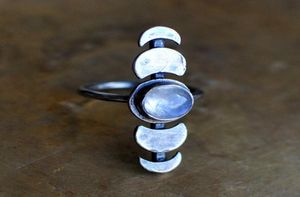 Retro maan fase ringcyclus dames imiteren maansteen kristal zilver kleur creatieve sieraden cluster ringen8111250
