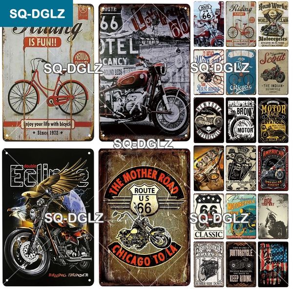 Cartel de chapa de metal retro para motocicleta, cartel vintage, placa de decoración de pared, motocicleta, club, hombre, arte rupestre, pintura, placa de decoración de garaje, 30x20cm W03