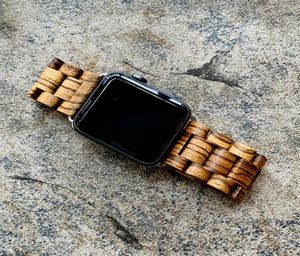 Bracelet en bois rétro Natural Bamboo Bracelet pour Iwatch Series 1 2 3 4 5 pour la bande de montre Apple Wood 38 mm 40 mm 42 mm 44 mm Watchband1805681