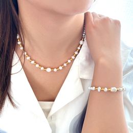 Bracelet collier de pierres précieuses d'épissage de perles naturelles rétro, version coréenne du nouveau produit élégant de tempérament simple créatif féminin à la mode