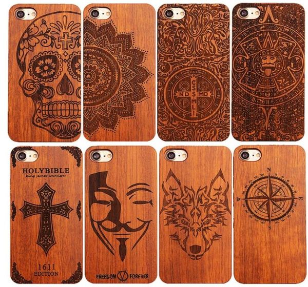 Retro Nature Wood Grabado estuches para iPhone 7 8Plus XR XSMAX 11 12 13 14 Pro Max Samsung Nota 10 S20 Slim Slim Bumper 1676581