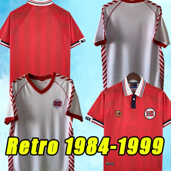 Retro Norwaies Jerseys de football Berg 1984 1985 1998 1999 84 85 98 99 Tore Andre Flo Bjornebye Home Football Shirt Haaland Solskjaer Mini Rekdal