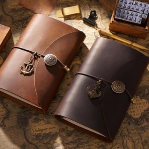 Retro Notebook Diary Pirate Ship Leather Book Travel Losse-blad Knuitbuik Flip Agenda Planner Stationery Gift Traveler Journal
