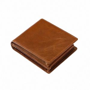 Portefeuille en cuir de cire à huile rétro Portefeuille de chutes de vache avec un porte-monnaie en cuir authentique porte-carte portefeuille pour mâle 76al # #