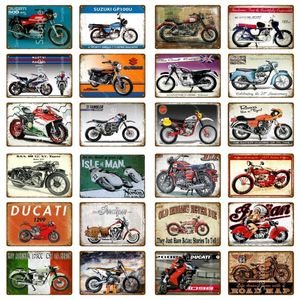 Rétro vieille moto marque étain signes Vintage Plaque décoration murale pour Garage Club plaque artisanat Art Route 66 affiche cadeau personnalisé affiche en métal taille 30x20cm w02