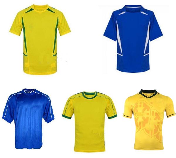 Maillot de football rétro ancien Kingcaps de qualité thaïlandaise personnalisés RONALDO 9 Ronaldinho 10 11 RIVALDO 10 BEBETO 7 R. CARLOS 6 ZICO 10 BEBETO 20 vêtements de football en gros gym