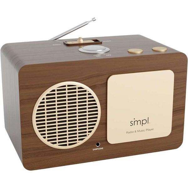 Retro Onetouch Music Player AudioRoBooks mp3 avec un son de qualité, enceinte en bois durable, 4 Go USB avec 40 succès nostalgiques, support technique en direct - Brown