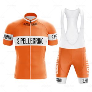Rétro Orange cyclisme Maillot ensemble classique vélo costume vélo bavoir à manches courtes hommes Shorts vêtements Por équipe Maillot Gel 240113