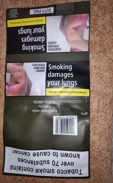 Embalaje retro CAJA de cigarrillos Tabaco para fumar Embalaje GOLDEN VIRGINIA Tabaco para cigarrillos 10 paquetes 500 g boxers de plástico de colección tob7391065