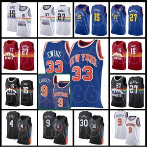 Retro Patrick 33 Ewing 15 Jokic Jamal 27 Murray Jersey Nikola Nuggets''Knicks''RJ 9 Barrett Julius 30 Randle Derrick 4 Rose Kemba 8 Walker Basketball Jerseys