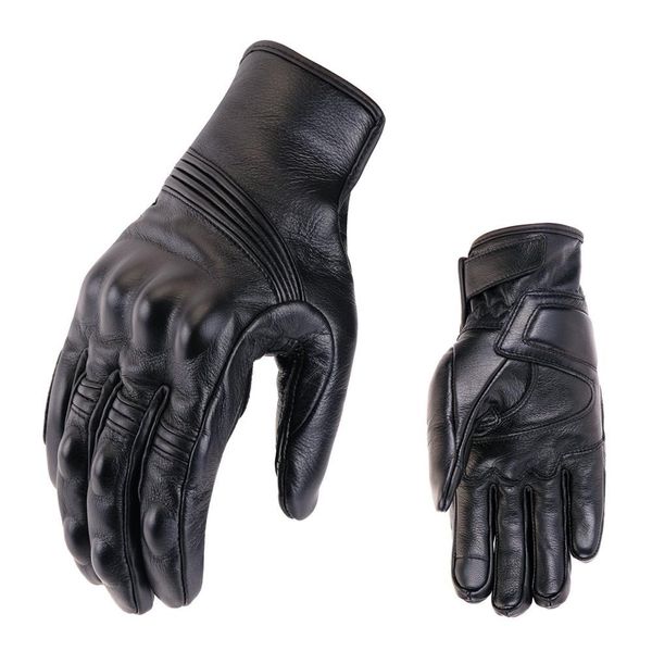 Gants de Moto en cuir perforé rétro cyclisme Moto Moto engrenages de protection Motocross gant hiver homme cadeau femmes vélo