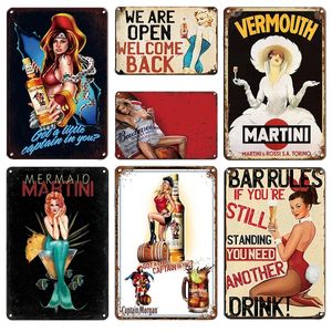 Retro pin up meisje metalen poster tin bord vintage bier sticker metalen platen rum bar pub decoratie plaque man cave home muur decor 20cmx30cm woo