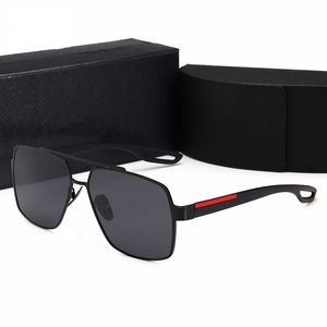 Lunettes de soleil polarisées de luxe rétro pour hommes, monture carrée plaquée or, sans monture, de marque, à la mode, avec étui